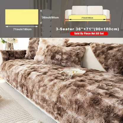 Sofa Cover, Faux-Lamb Plush Gradient Couch Pad in Five Colors with Armchair, Backrest and Seat Sizes