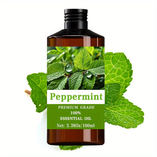 Essential Oil Peppermint Cool Minty Aroma in 100ml Bottle for Diluted Topical, Diffuser and Massage Use