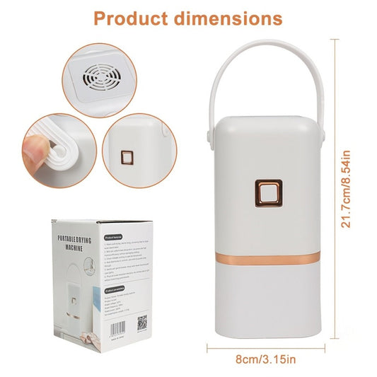 Foldable Portable Electric Clothes Dryer Compact Lightweight Travel Drying Machine for Apartments Dorms RVs Hotels Quick Dry Clothes White Gold Frame