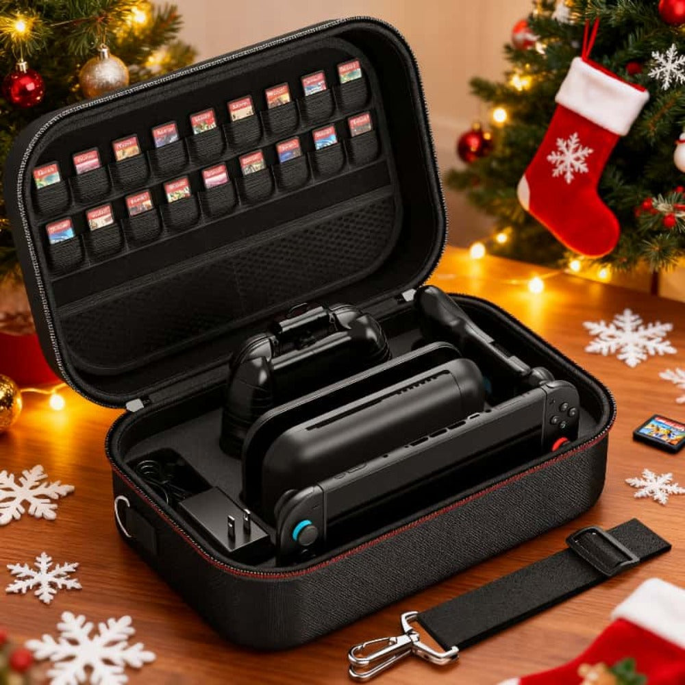 Nintendo Switch 2 Storage Bag XL – Durable Nylon Carrying Case with Card Slots, Shoulder Strap & Game Accessories Organizer, Perfect Gift for Gamers