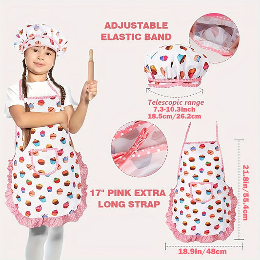Kids Cooking & Baking Set 24 PCS – Chef Hat & Apron Dress-Up Costume with Baking Accessories for Girls Boys Ages 3-10 | Pretend Play Kitchen Toy | Best Birthday Christmas Gift
