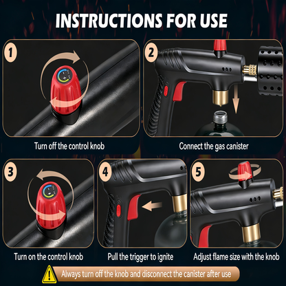 Kitchen Torch Propane Culinary Torch with Adjustable Flame, Safety Lock & Heat Dissipation, Butane Torch for Searing Steak, Creme Brulee, BBQ, Charcoal Starter, Camping (Tank Not Included)