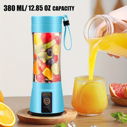 Portable Blender Cup USB Rechargeable 380ML - Mini Personal Blender with 6 Blades for Smoothies, Shakes & Juice, Compact Travel Blender for Office, Gym, Picnic & Outdoor, 5 Colors
