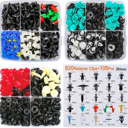 Car Body Fasteners Kit – Snap Rivets, Wing Expansion Screws & Willow Nails, Universal Automotive Retainer Clips for Car Body Panels, Bumpers & Trim (115 / 925 / 928 / 1275 pcs)