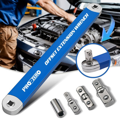 Two-in-One Offset Ratchet Wrench with Three Square-Head Adapters in Four Handle Color Options