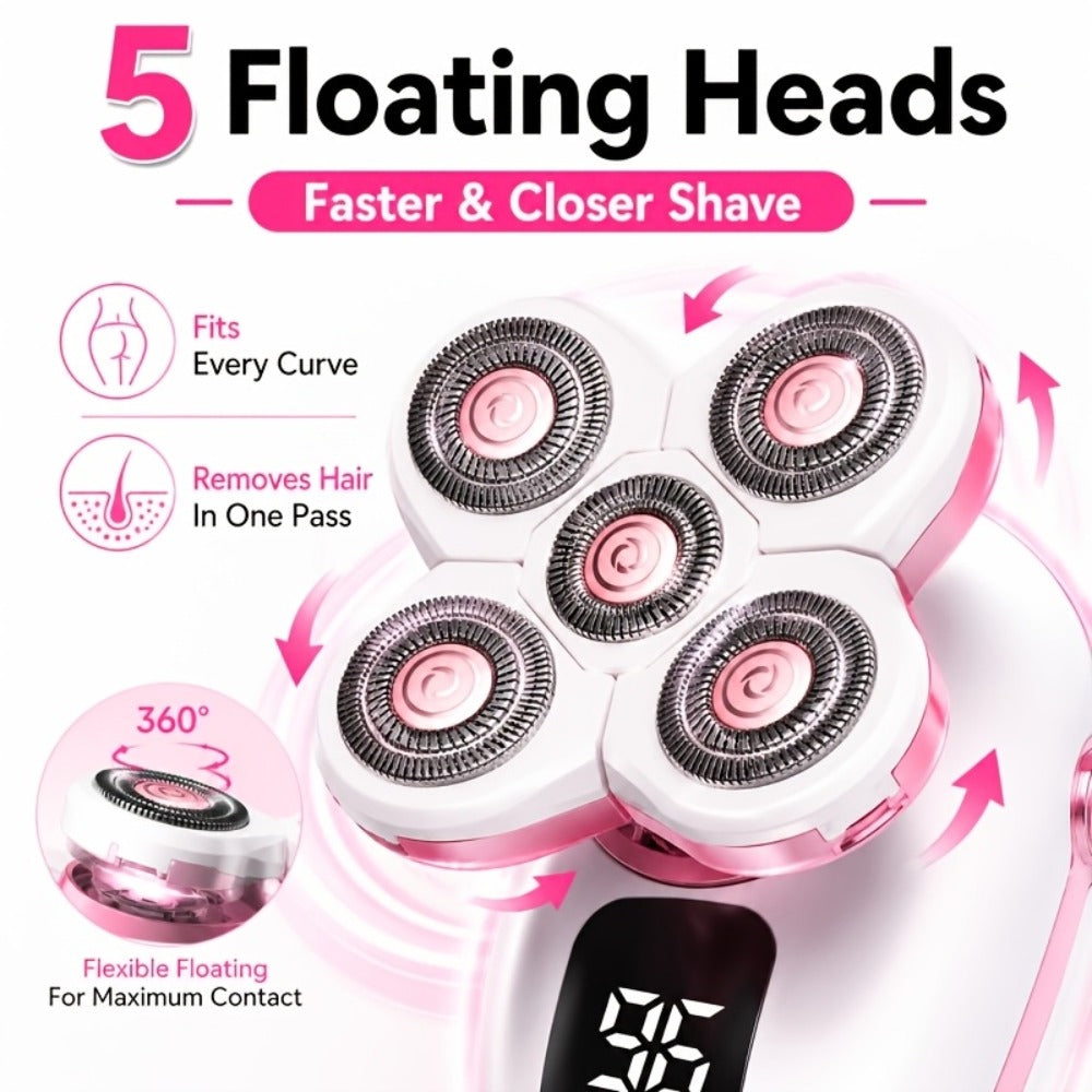 Electric Shaver IPX6 Floating Rotary Head with Type-C Charging, LED Display and Five Listed Set or Head Options