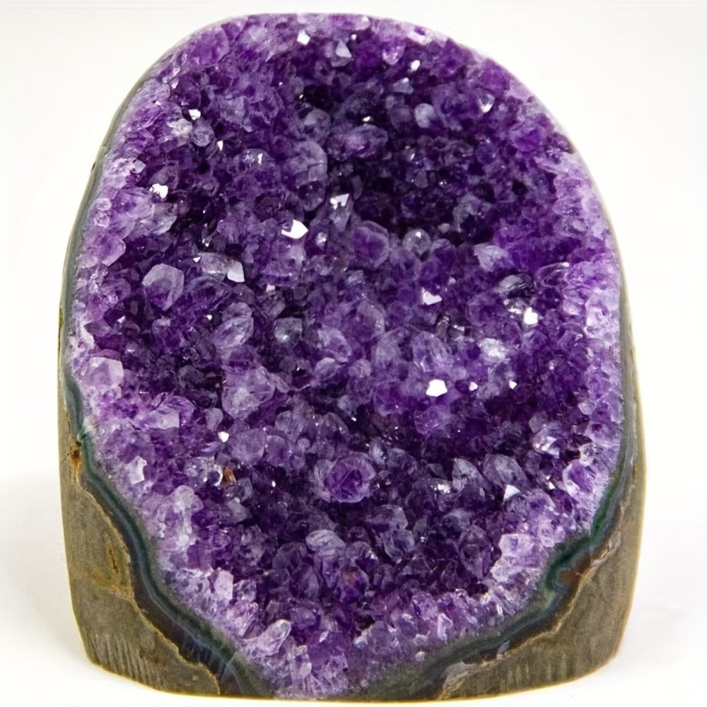 Purple Crystal Geode-Style Decor Cluster with Three Weight-Range Options and Polished Display Edges