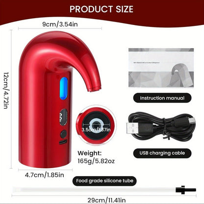 Electric Wine Aerator Decanter Dispenser Set 3-in-1, USB Rechargeable Automatic Wine Pourer with Wine Opener & Stopper, Gift for Wine Lovers