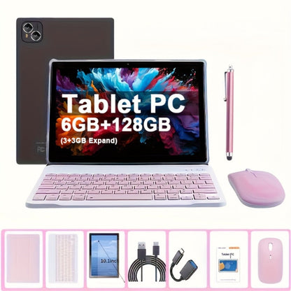 4G LTE Pink Tablet 10.1 Inch 2-in-1 Android 6GB RAM 128GB SSD 1280x800 IPS HD Touchscreen WiFi Dual Camera with Keyboard Mouse Case for Work School Travel Women