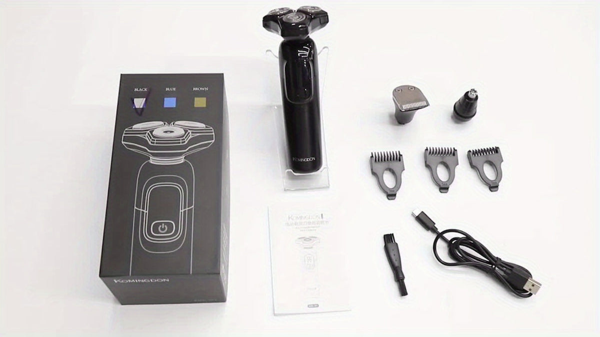 Rotary Shaver for Men 3-in-1 Cordless Rechargeable Electric Razor - Floating Head Wet Dry Shaver