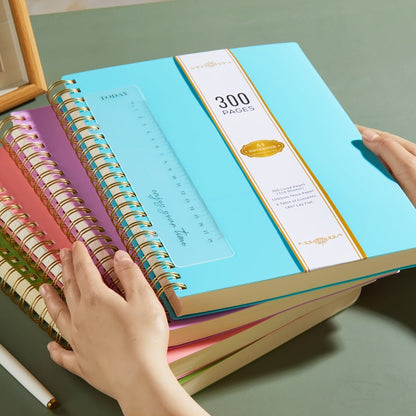 Large 300-Page Spiral Notebook with 8.5 x 11 Inch Ruled Pages and Six Hardcover Color Options