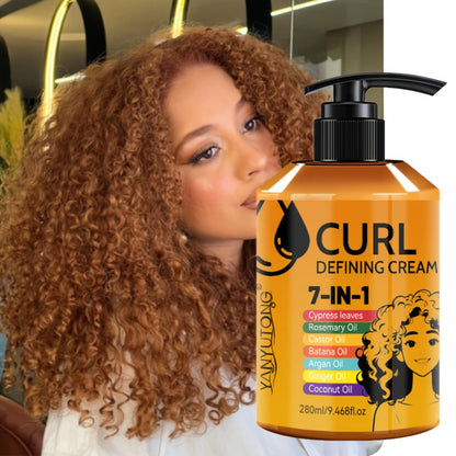 7-in-1 Moisturizing Curl Cream Anti-Frizz Flexible Hold Styling Cream for Wavy Curly Coily Hair — Non-Sticky Elasticity Curl Enhancer Long-Lasting Frizz Control Women Men 280ml