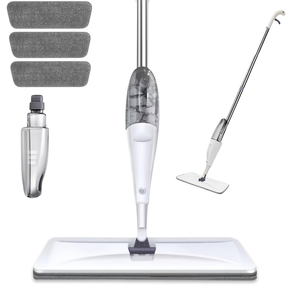 Spray Mop with 3 Microfiber Carbon Fiber Pads Water Spraying Flat Mop Wet Dry Dual Use Floor for Entryways, Bedrooms and Living Spaces