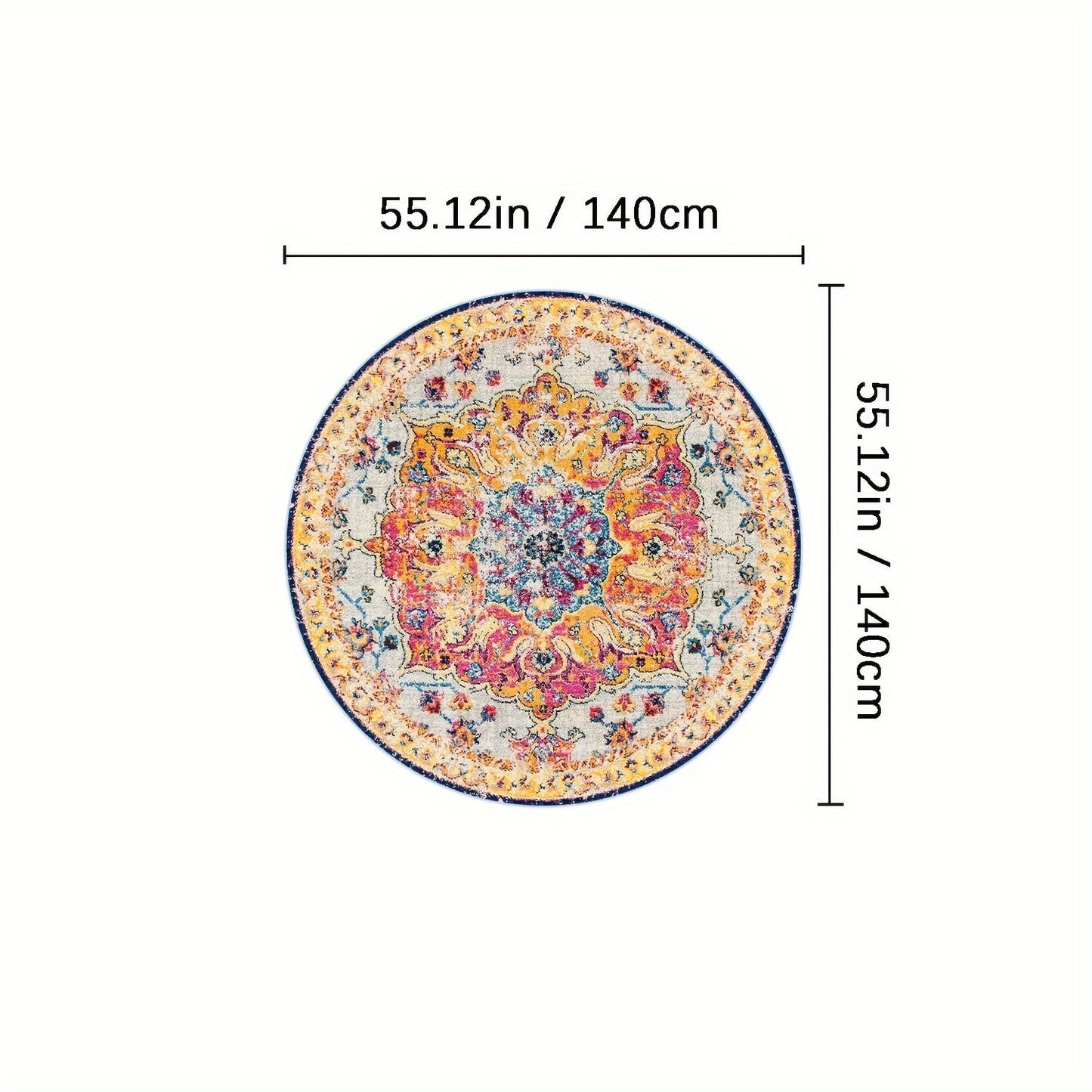 Bohemian Medallion Outdoor Area Rug in Four Rectangular or Round Sizes for Patio, RV and Picnic Spaces