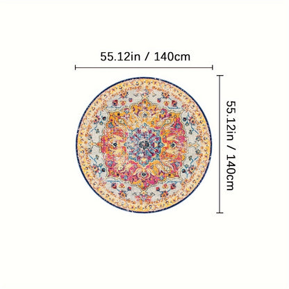 Bohemian Medallion Outdoor Area Rug in Four Rectangular or Round Sizes for Patio, RV and Picnic Spaces