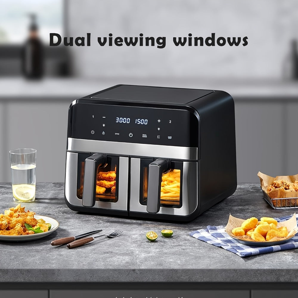 9.5Qt Dual-Basket Air Fryer with Two 4.75Qt Cooking Zones, Touch Controls and Eight Preset Icons