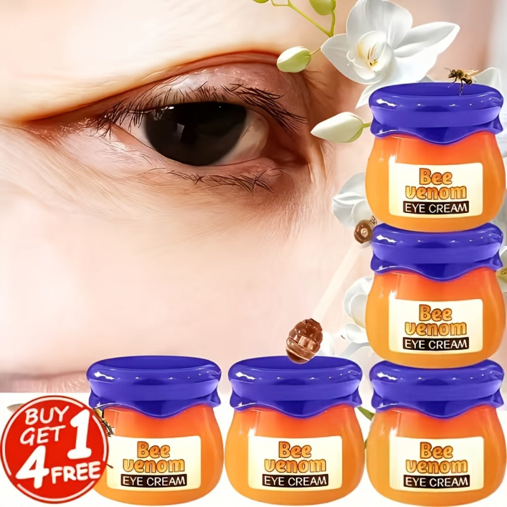 ROZINO Bee Venom and Honey Eye Cream Five-Pack in Small Cosmetic Jars with Coordinated Blue Lids