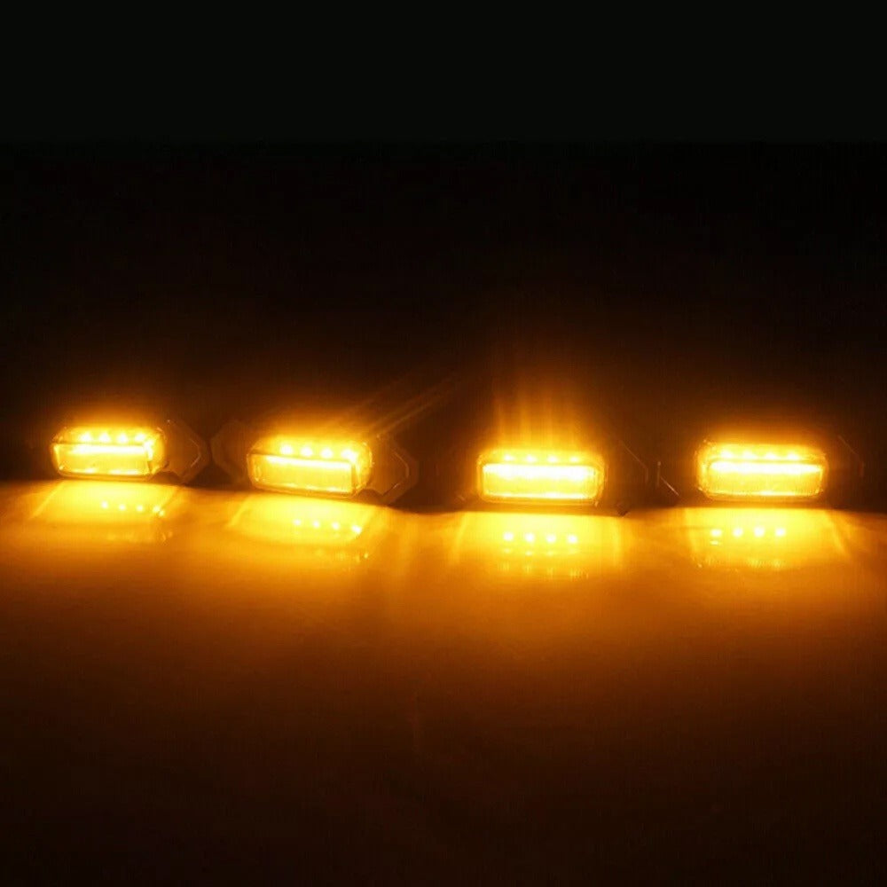 Grille LED Lights 4pcs - Amber Yellow 12V Front Grille Decorative Lights, Black Shell, Universal Fit for Toyota, Pickup Trucks & Off-Road Vehicles