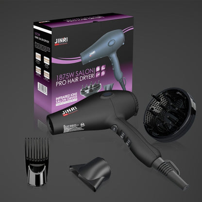 JINRI 1875W Hair Dryer with Three Heat Settings, Two Speeds and One- or Three-Accessory Package Options