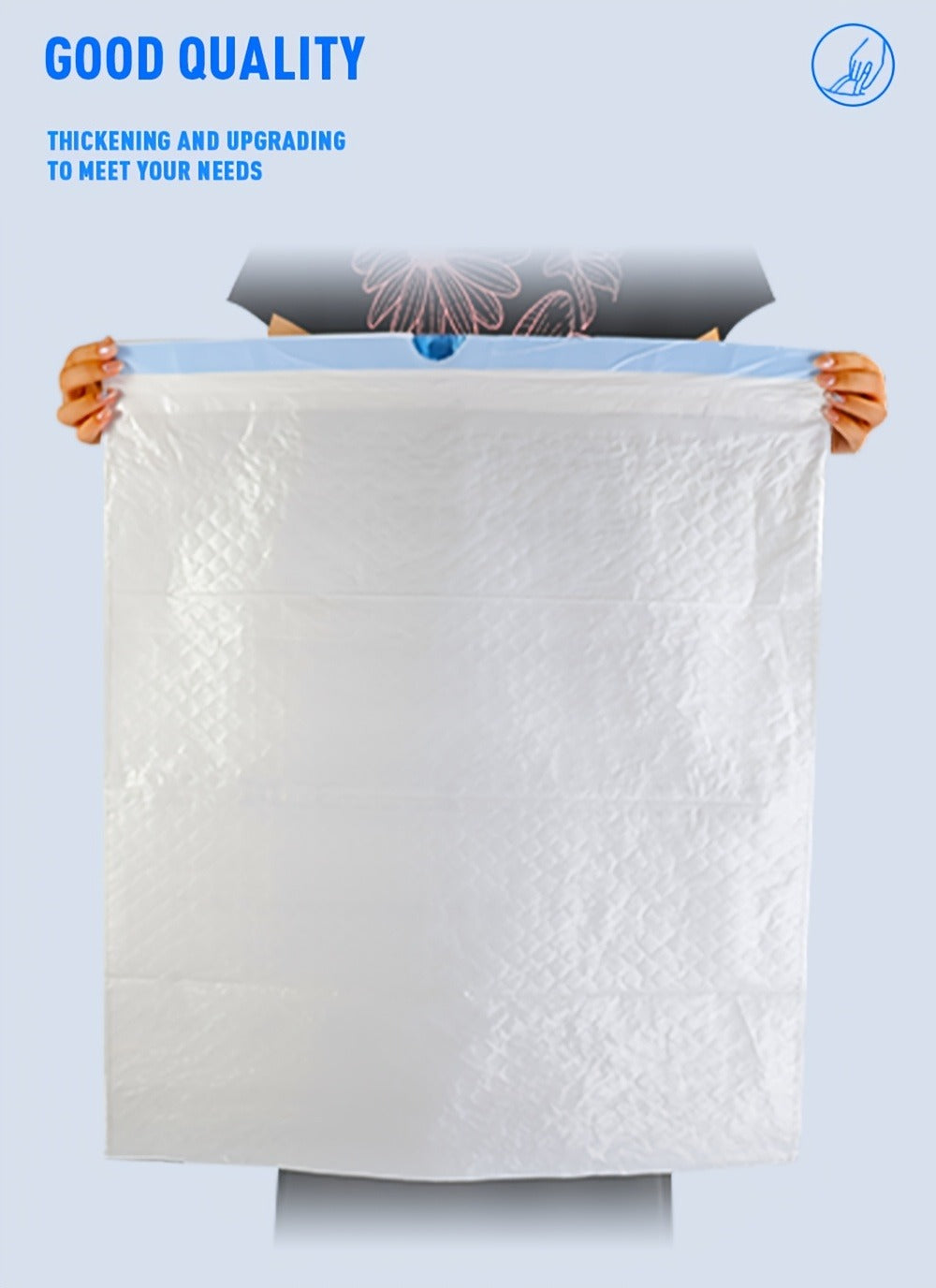 13-Gallon Scented Drawstring Trash Bags, 150-Count Pack in Three 50-Bag Rolls with Blue Ties