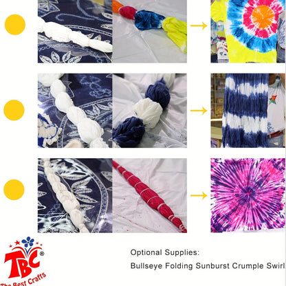 Tie-Dye Craft Kit with Eight Squeeze Bottles, Dye Packets, 40 Rubber Bands, Gloves and Instruction Sheet