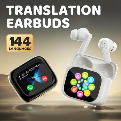 144-Language-Labeled Translation Earbuds with Wireless 5.4 Marking, Touch-Display Case and Two Colors