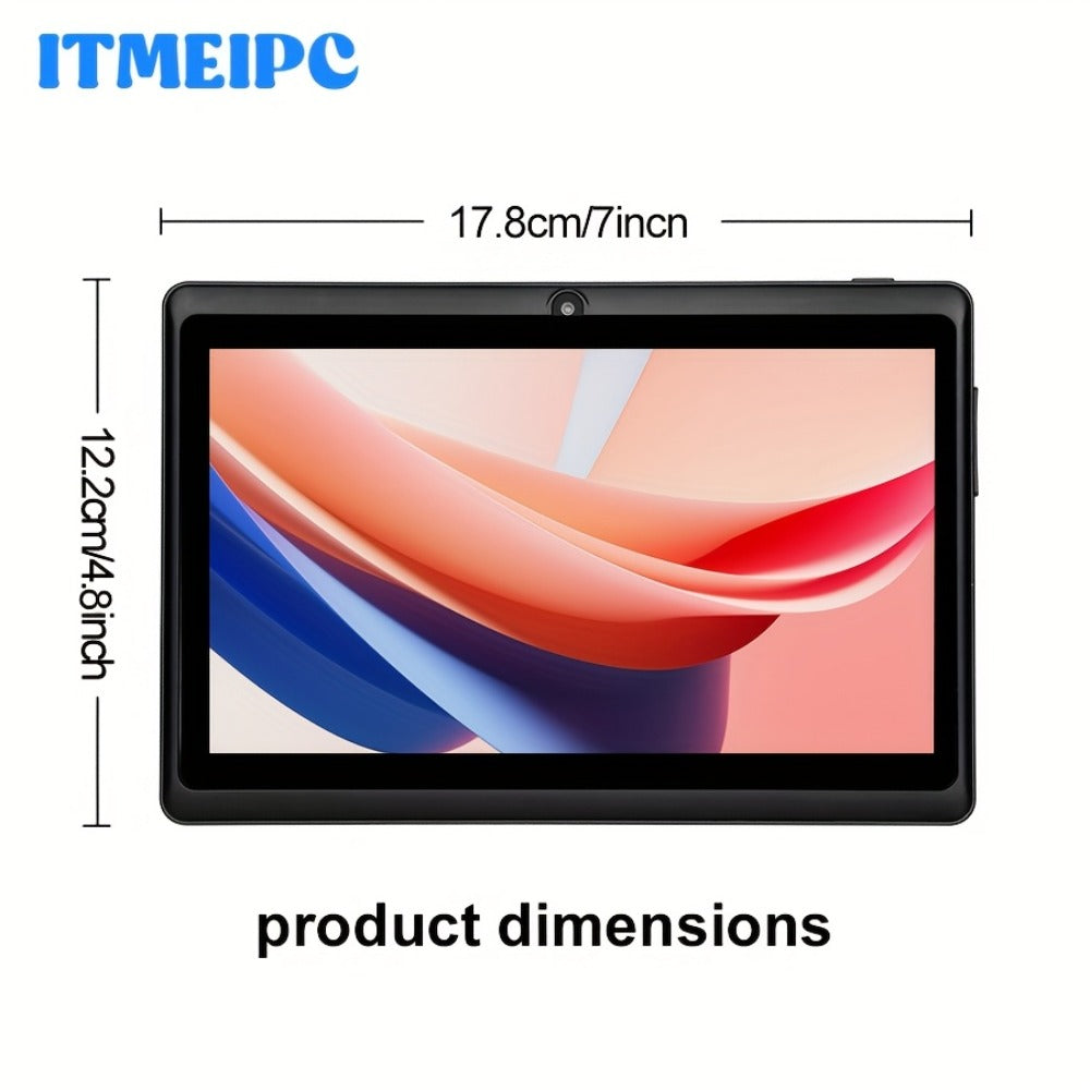 Android Tablet 7-Inch ITMEIPC with Android 14, Quad-Core CPU, 32GB Internal Storage and Protective Case