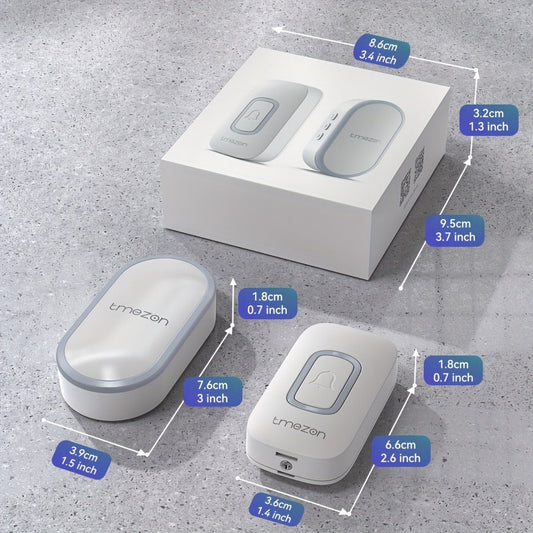 USB Plugin Wireless Doorbell Kit with 60 Melodies, 5 Volume Levels & Colorful LED Indicator, 1000ft Range, Silent Mode, Battery-Powered Transmitter, No Wiring for Home Office Apartment Elderly