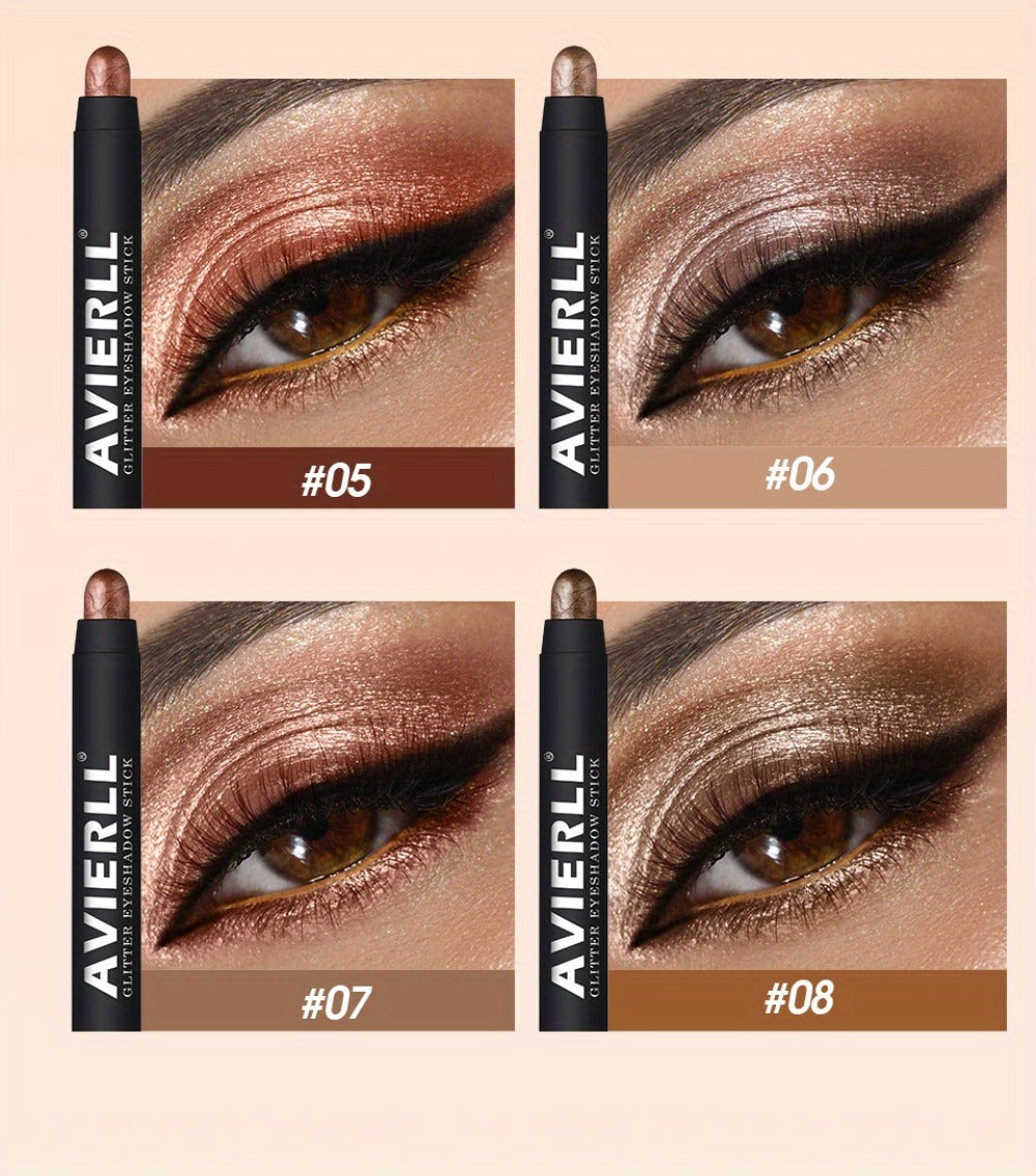 Waterproof Eyeshadow Stick Set 8 Piece – Shimmer, Pearlescent & Matte Eye Shadow Pencils, Creamy Blendable Formula, Long-Lasting Smoky Natural Glitter Eye Looks, Gift for Her