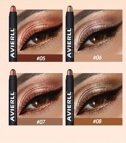 Waterproof Eyeshadow Stick Set 8 Piece – Shimmer, Pearlescent & Matte Eye Shadow Pencils, Creamy Blendable Formula, Long-Lasting Smoky Natural Glitter Eye Looks, Gift for Her