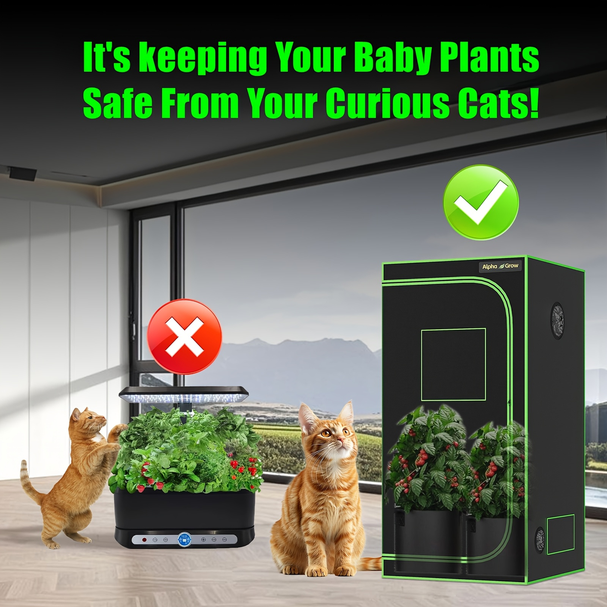 Indoor Grow Tent 1680D Lightproof with Viewing Window, Floor Tray & No-Tool Assembly, Hydroponic Setup for Seedling & Vertical Flowering