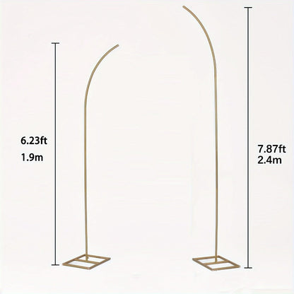 Balloon Arch Stand Set of 2 - Metal Gold Curved Top Wedding Arch Frame 6Ft & 8Ft, Backdrop Stand for Wedding Ceremony Birthday Baby Shower Bridal Anniversary Party Floral Decoration