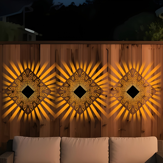 Solar Fence Lights Outdoor - IP65 Waterproof Metal Step Wall Light for Garden Pillar Patio Courtyard Multicolor & Warm LED Decor