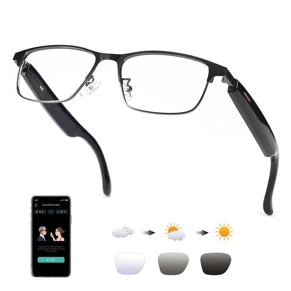 Smart Glasses 160-Language Translation Eyewear with Bluetooth 5.3 Open-Ear Audio and 18 Frame Options