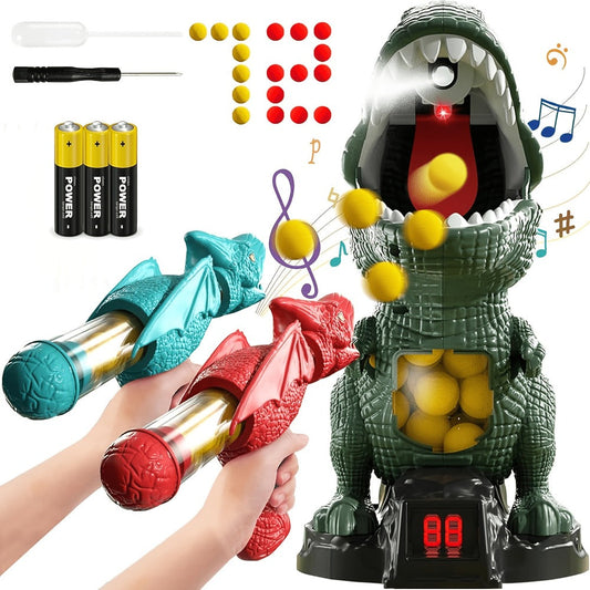 Dinosaur Shooting Toy Set for Kids – Air Pump Foam Bullet Blaster with Moving Dinosaur Targets | Twin Pistol, Family Pack & Launcher Editions | Hand-Eye Coordination | Ages 3-9 Gift