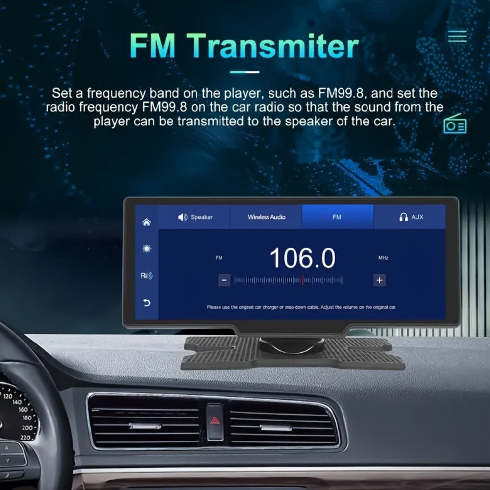 10.26 Inch Car Screen with Wireless CarPlay & Android Auto - Ultra HD Bluetooth Car Monitor, Dual Camera, Reversing Assist, Navigation, Music & Video, Universal for Sedan SUV RV