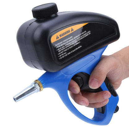 Sandblaster Gun for Air Compressor Pneumatic Abrasive Blasting – 90 PSI Max, 500ml Tank, Small Nozzle, for Metal Rust Removal, Glass Etching, Polishing & Auto Repair – Blue, Red & Yellow