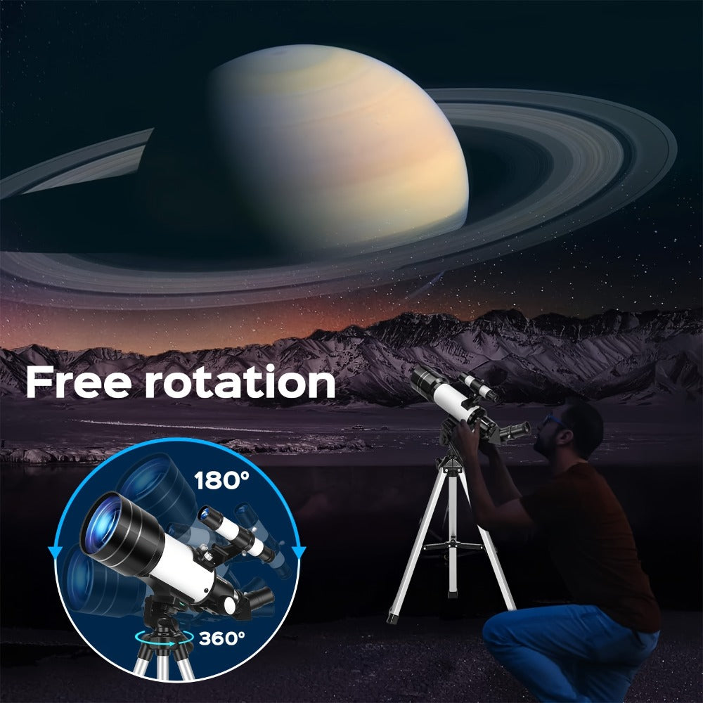Monocular Telescope 150X with 3 Eyepieces, 70mm Aperture & Tripod – Portable Astronomical Refractor with Phone Holder & Barlow Lens, Easy Setup, Best Gift for Nature, Education & Stargazing