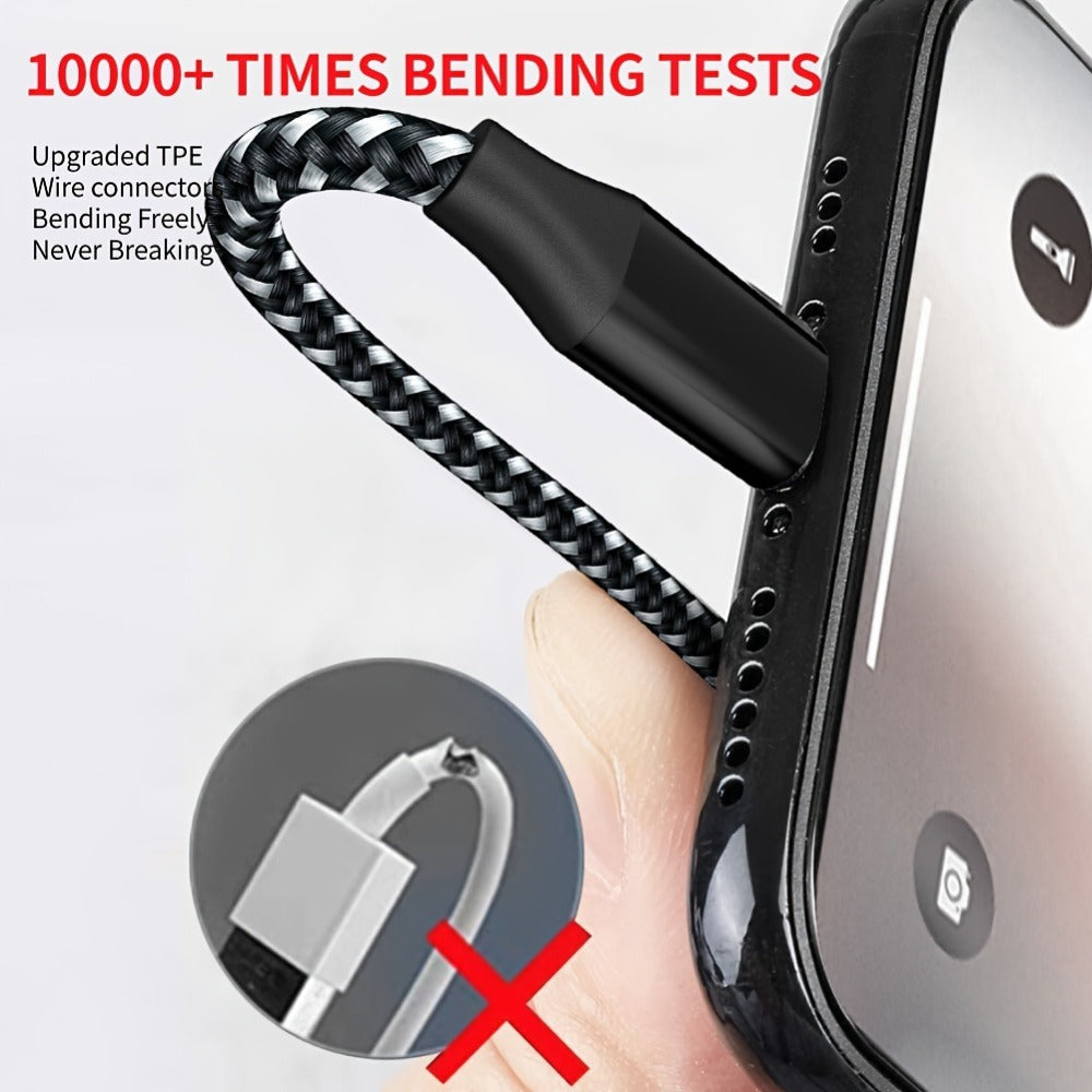5-Pack USB-C Cable Nylon Braided Fast Charging, Multi-Length 3.3/3.3/6.6/6.6/10ft, Compatible with iPhone 15 16 Pro Max, iPad Pro, Samsung Galaxy Tab S9, Google Pixel, LG, Sony, OnePlus, Black & White