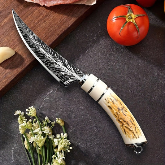 Butcher Knife Professional Bone-In Meat Cleaver Razor Sharp Blade with Patterned Design & Ergonomic Comfort Grip Handle – Heavy Duty Kitchen Chef Knife for Poultry & Meat Cutting