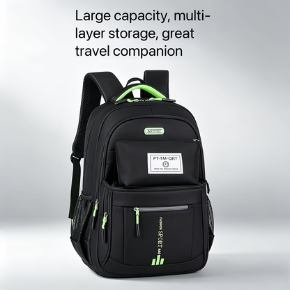 Black Multi-Compartment Travel Backpack, 48 x 32 x 18 cm with Eight Single- or Two-Piece Checkout Options