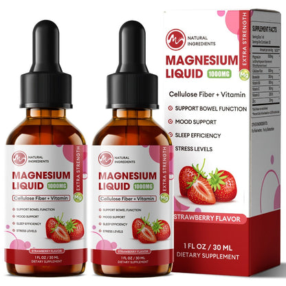Liquid Magnesium Glycinate Drops 1000mg with Bromelain Cellulose Fiber Vitamin B6 C D & Zinc — Fast Absorbing Sleep Digestive & Immune Support Sugar-Free Pineapple Flavour 2-Pack 60 Servings