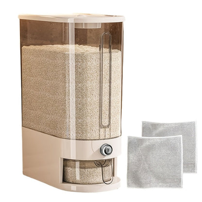 Rice Storage Container Airtight Sealed Moisture-Proof Insect-Proof Food Grade PET Grain Bin with Measuring Cup Flip-Top Lid 11lbs 22lbs White Transparent