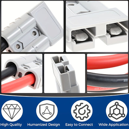 SB50 Anderson Connector Plug with 10FT Wire - Double SB50 Battery Harness Cable for RV, Winch, Trailer, Golf Cart & Electric Vehicle Quick Connect