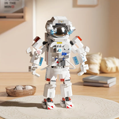 Building Block Set Astronaut Model, 623 Micro Pieces with White Space Suit Figure and 23cm Display Height