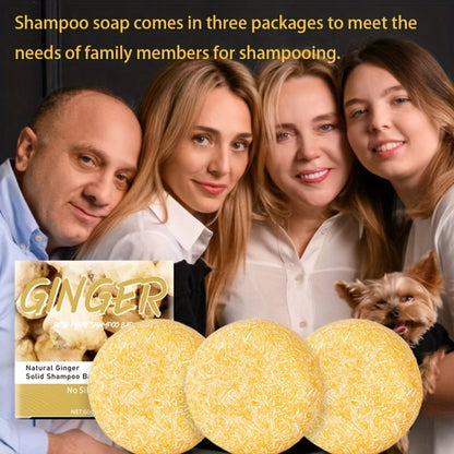Ginger Shampoo Bar 3pcs × 60g — Natural Handmade Solid Shampoo Bar, Sulfate-Free, Paraben-Free & Vegan | Scalp Stimulating Ginger Formula for Hair Growth | All Hair Types | Unisex Travel Size