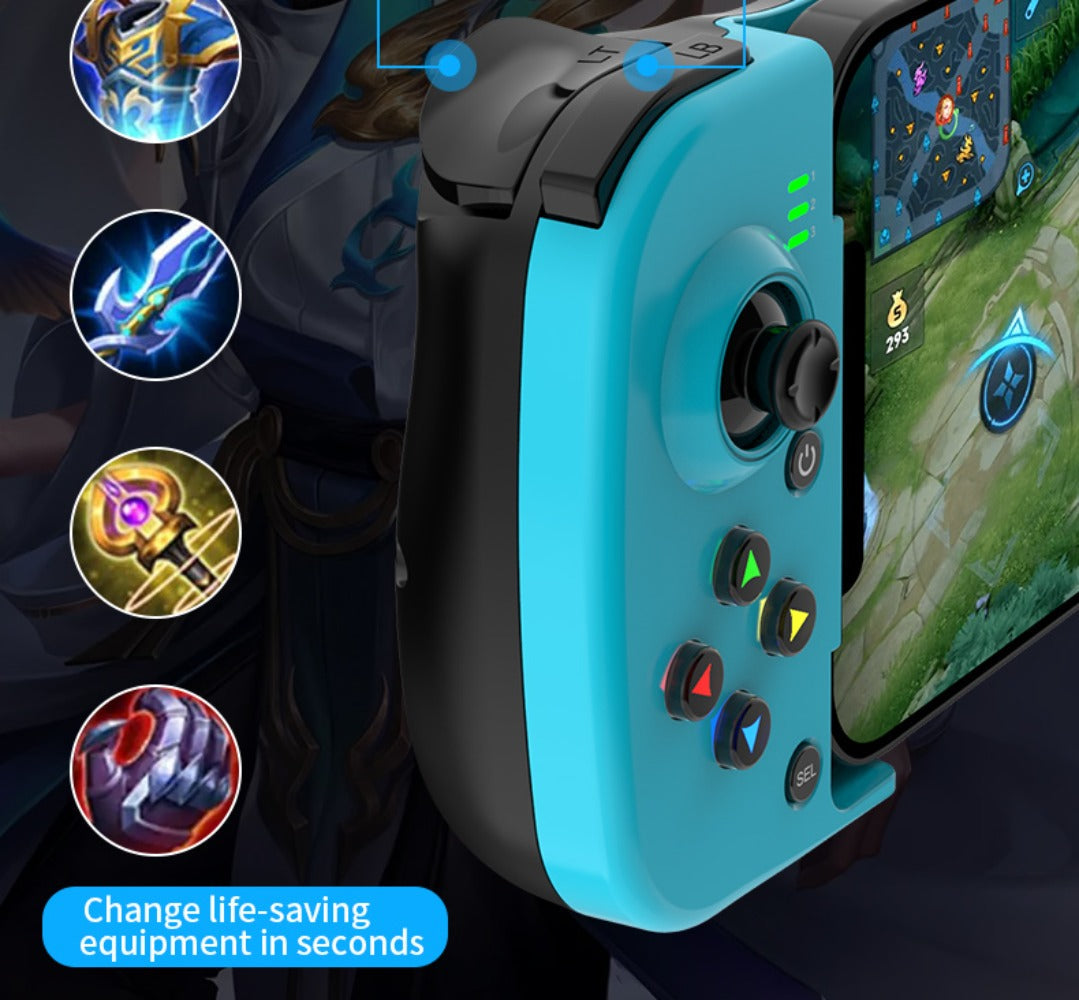 Expandable Mobile Game Controller D3 Joystick with M2 Aim-Assist – Plug & Play for Android iOS HarmonyOS, FPS Shooter Action Games, Phone Gamepad Clip-On Grip White Black Red Blue Gift