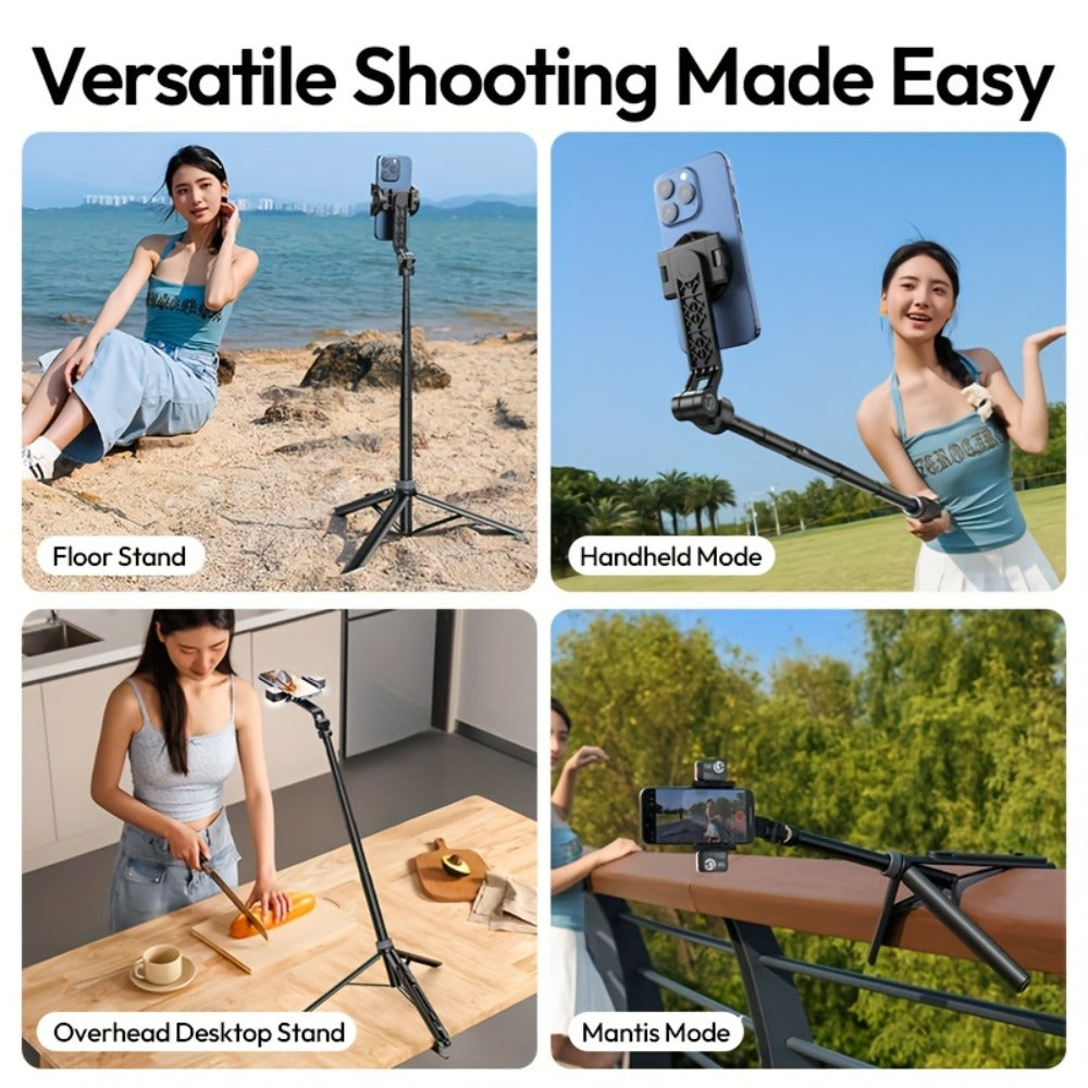 TT88 57-Inch Overhead Phone Tripod and Selfie Stick with Magnetic Clip, Dual Cold Shoes and Two Colors