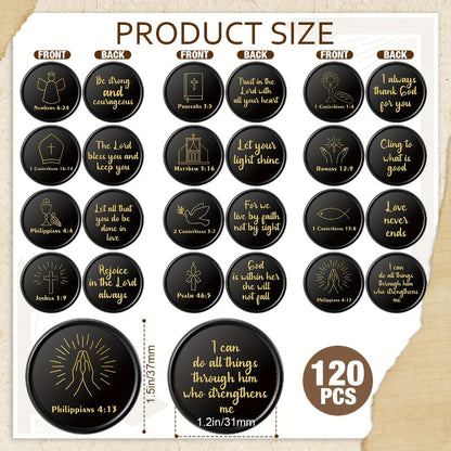 Party Favors Bible-Verse Coins, 120-Piece Black Token Set for Church and Faith-Themed Events