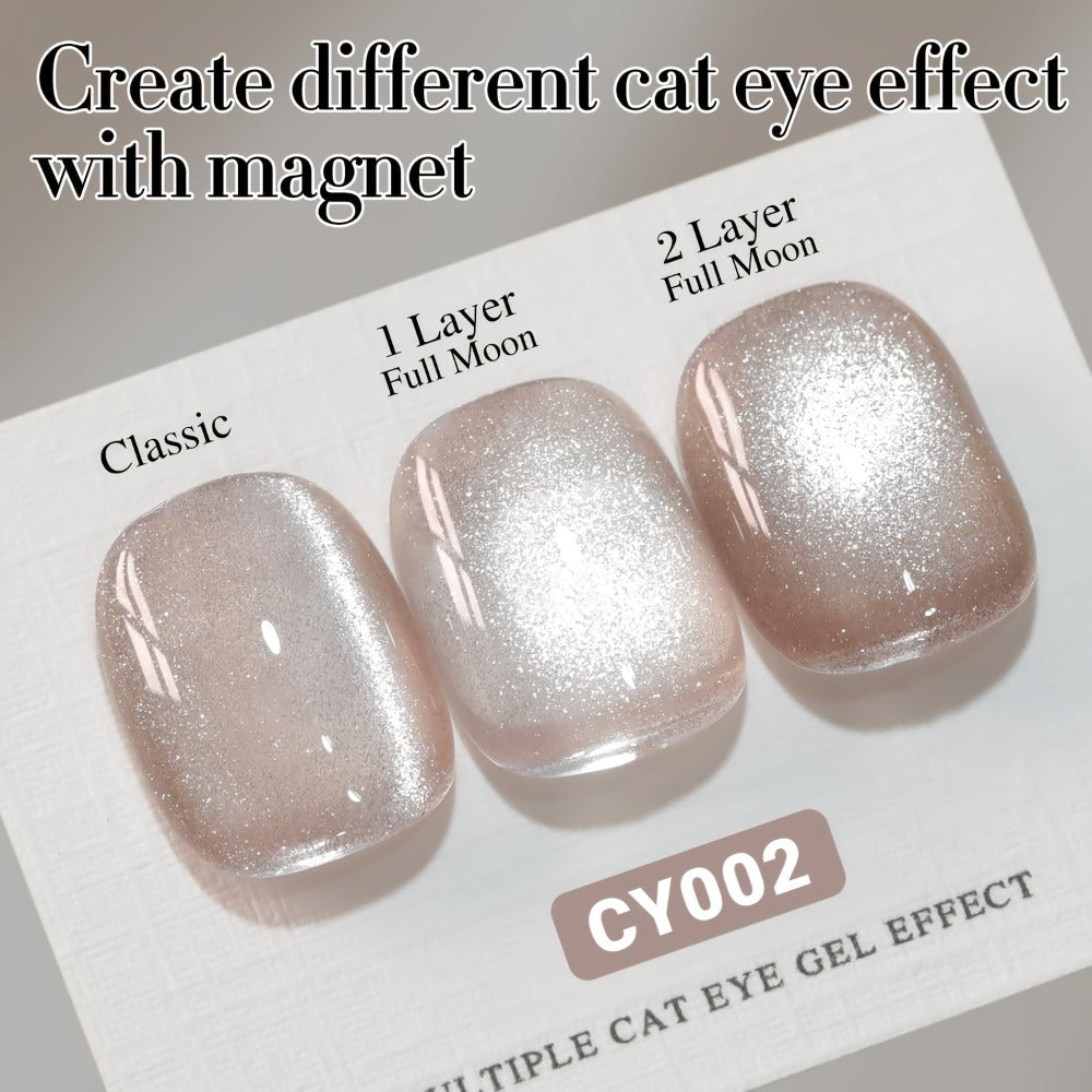 Gel Nail Polish CY002 Ice-Clear Nude Magnetic Cat-Eye with Shimmer Stripe and Glossy Finish for UV/LED Nail Art